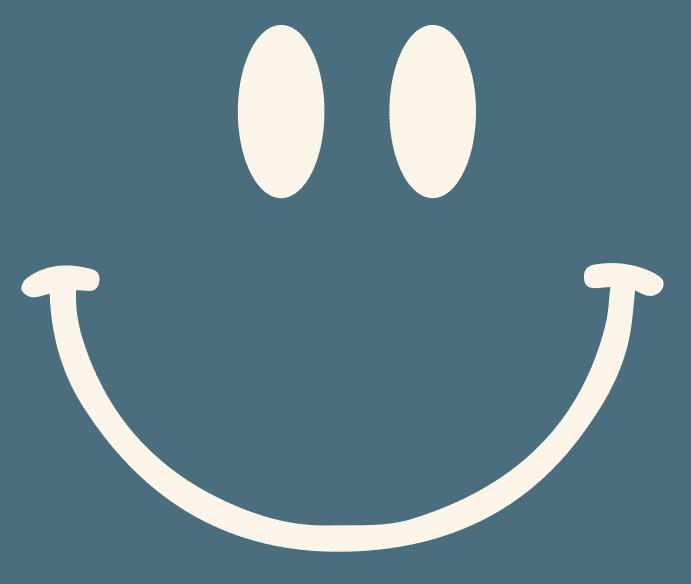 White smiley face with blue background